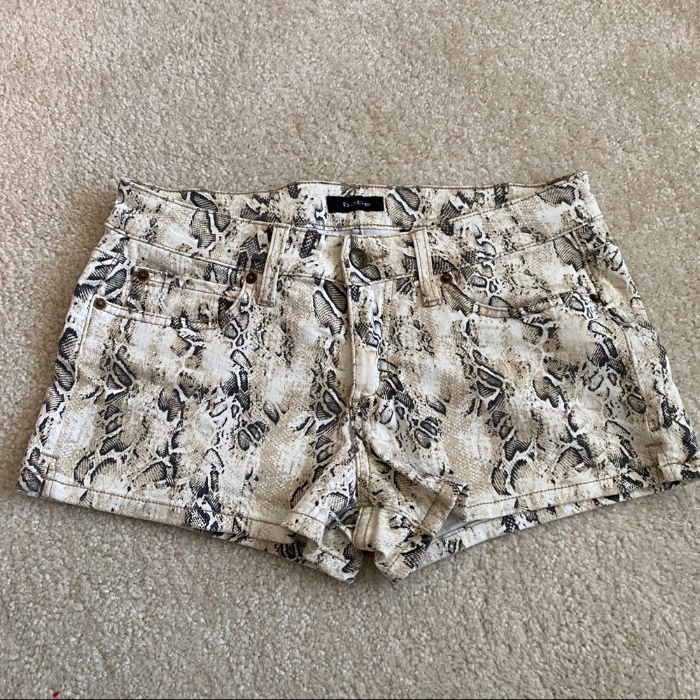 Bebe Brazen Python Print Shorts With Side Slit - image 2